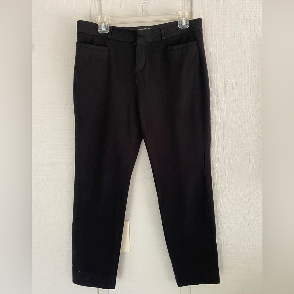 Banana Republic Jackson Fit Black Pants Size 8 Womens Ankle Trousers